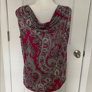 Fushia, Black & White Sleeveless Blouse